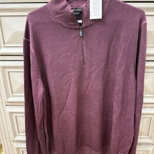 Michael Kors Men's Zip-Up Sweater in Deep Burgundy